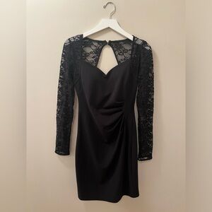 Guess Women’s Black Cocktail Dress Long Sleeve Lace Sleeves Size 8